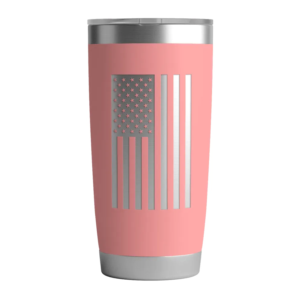 20 OZ Tumbler w/ Logo & US Flag In Pink