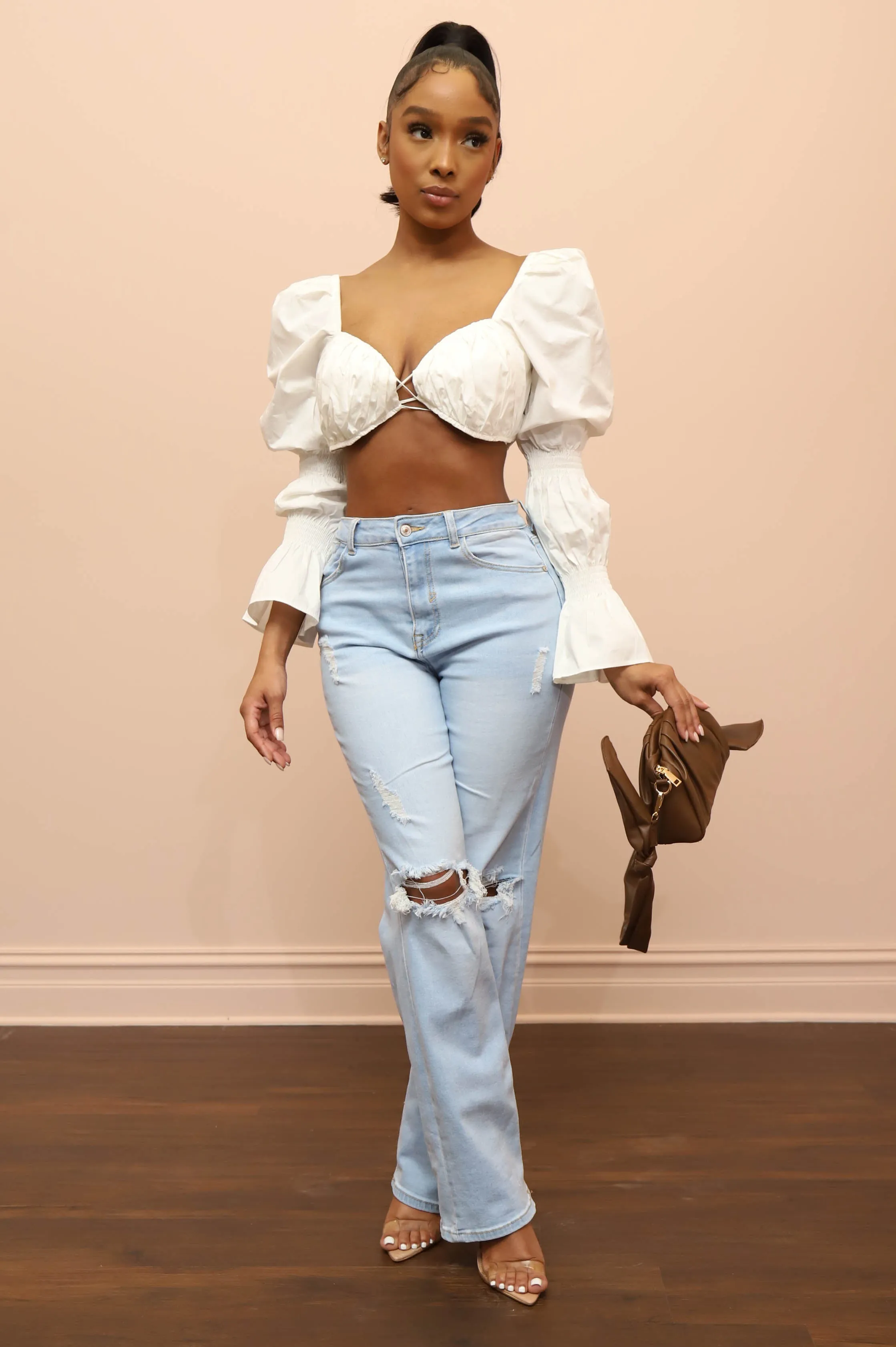 All About You Tie Up Crop Top - Off White