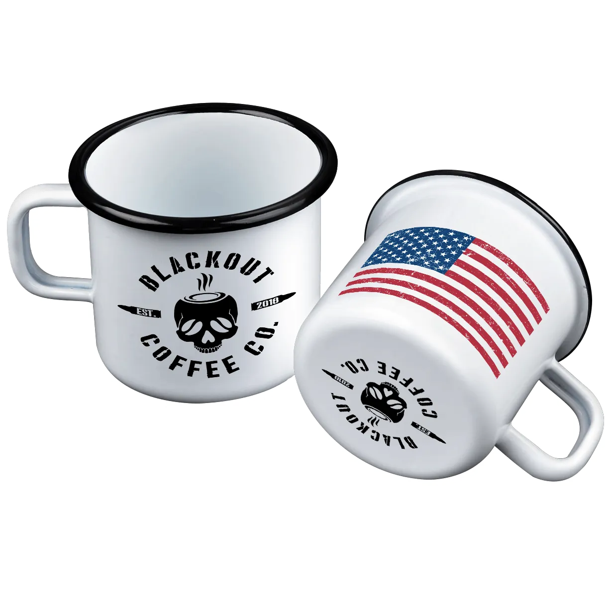 American Flag Camping Enamel Steel Mug 12 oz
