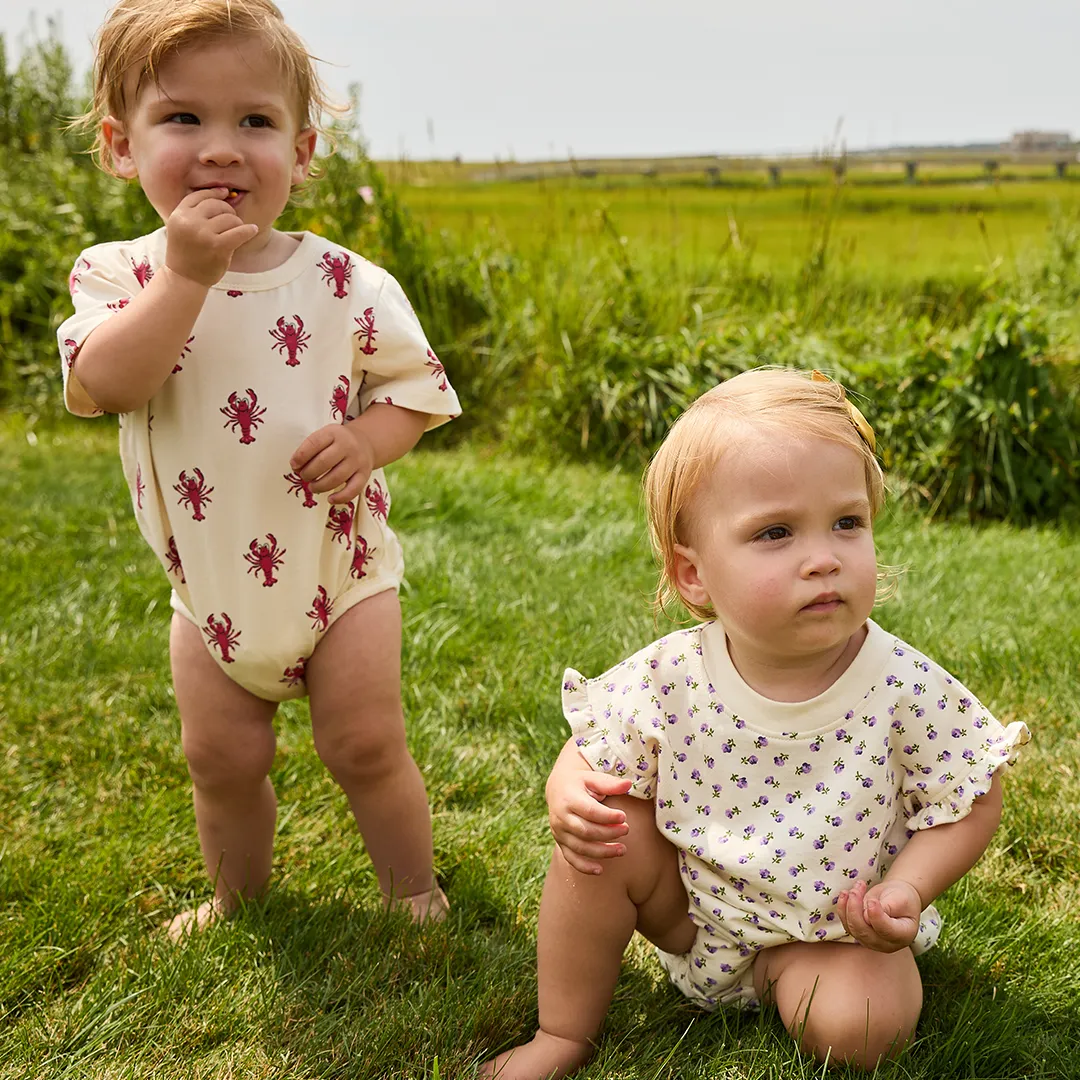 Baby Girls Organic Sweatshirt Bubble - Tiny Purple Roses