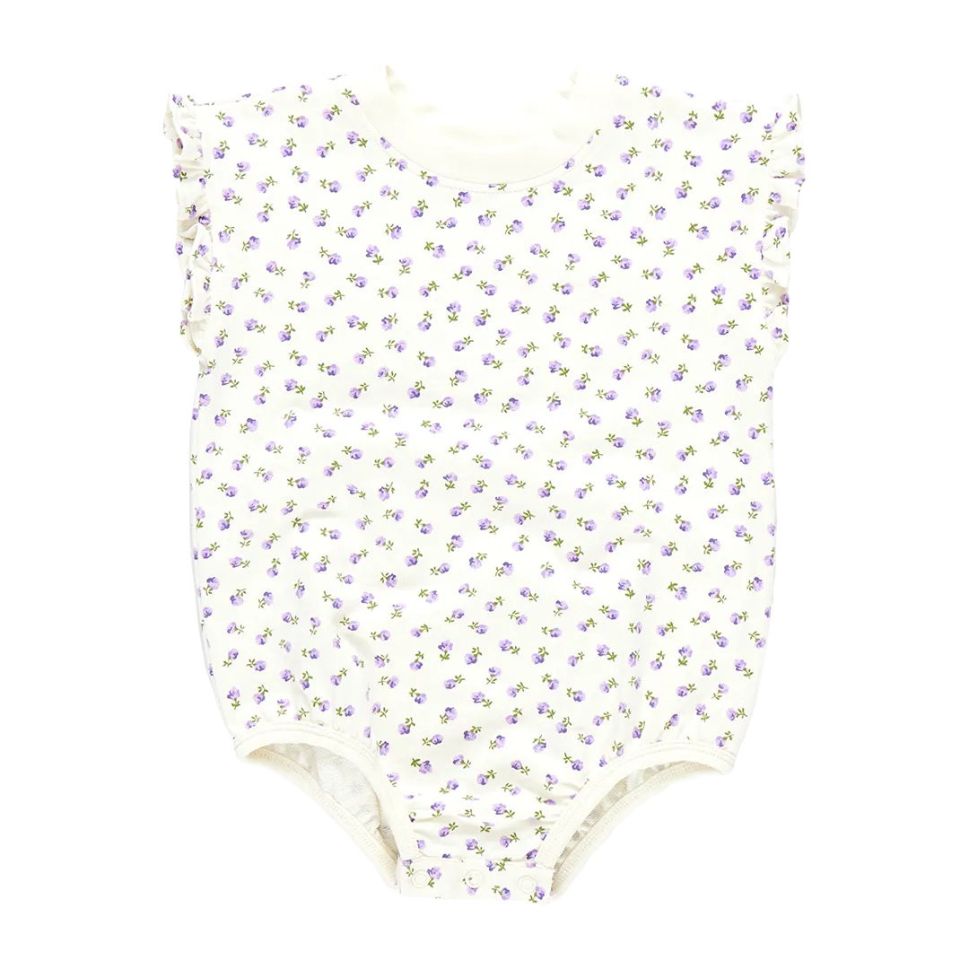 Baby Girls Organic Sweatshirt Bubble - Tiny Purple Roses