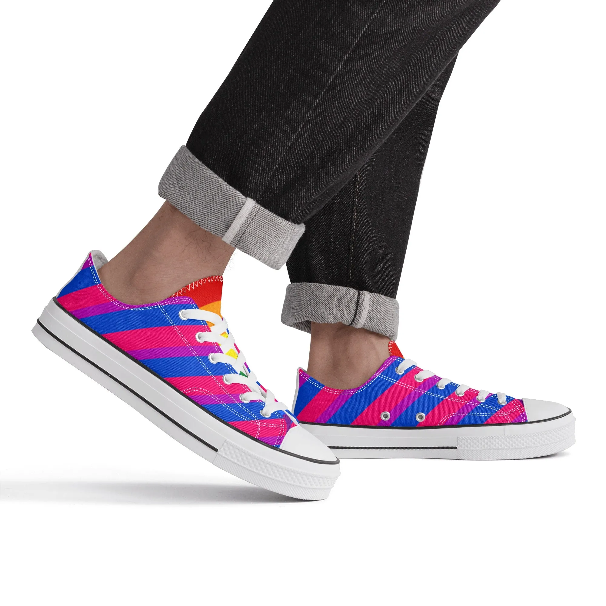 Bisexual Pride Collection - Mens Classic Low Top Canvas Shoes for the LGBTQIA  community