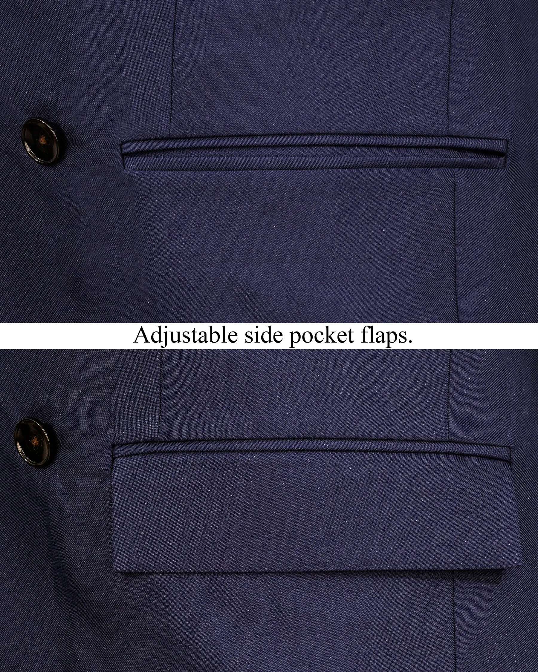 Bleached Cedar Blue Double Breasted Black Lapel Designer Blazer