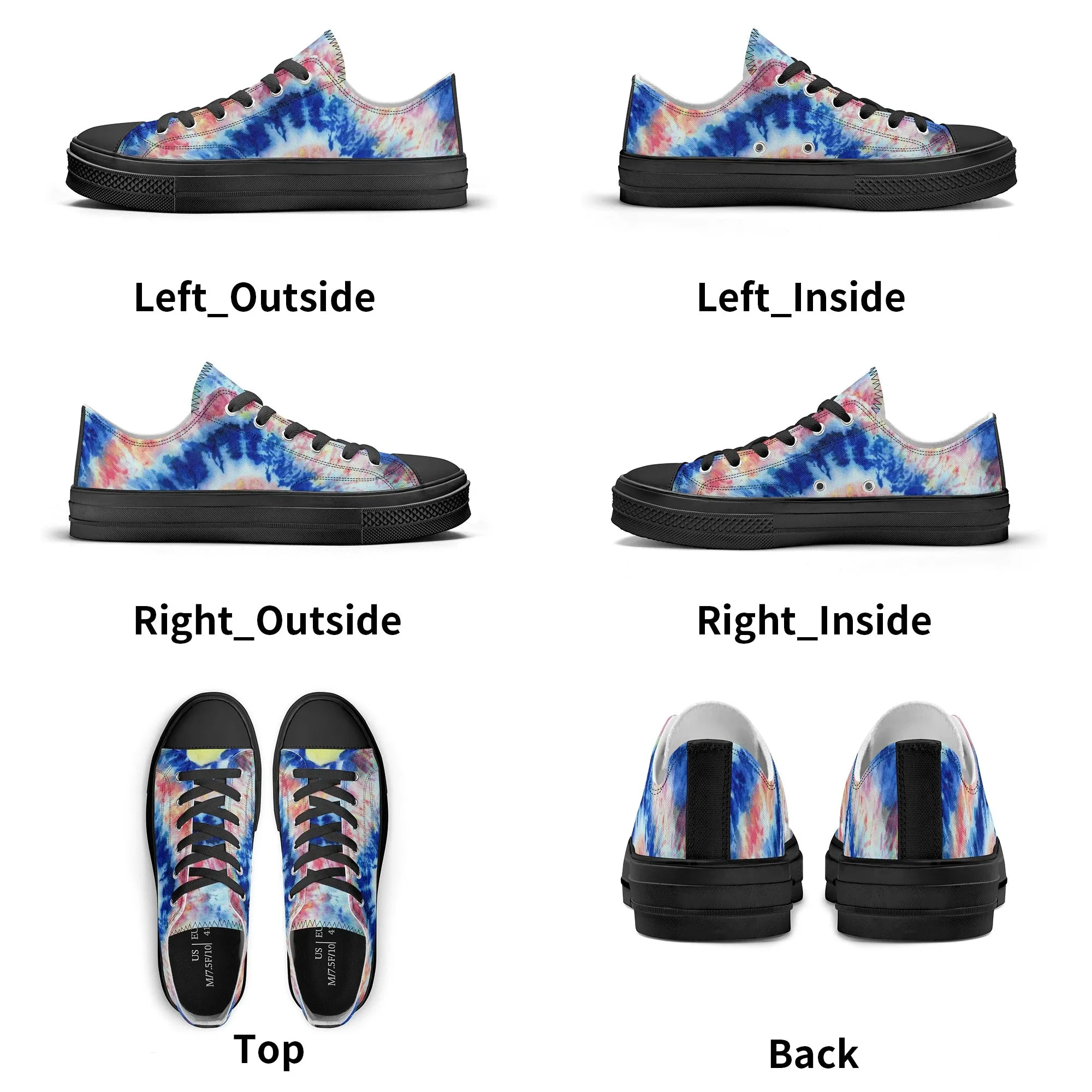 Blue and Red Tie Dye Pattern - Womens Classic Low Top Canvas Shoes for Footwear Lovers