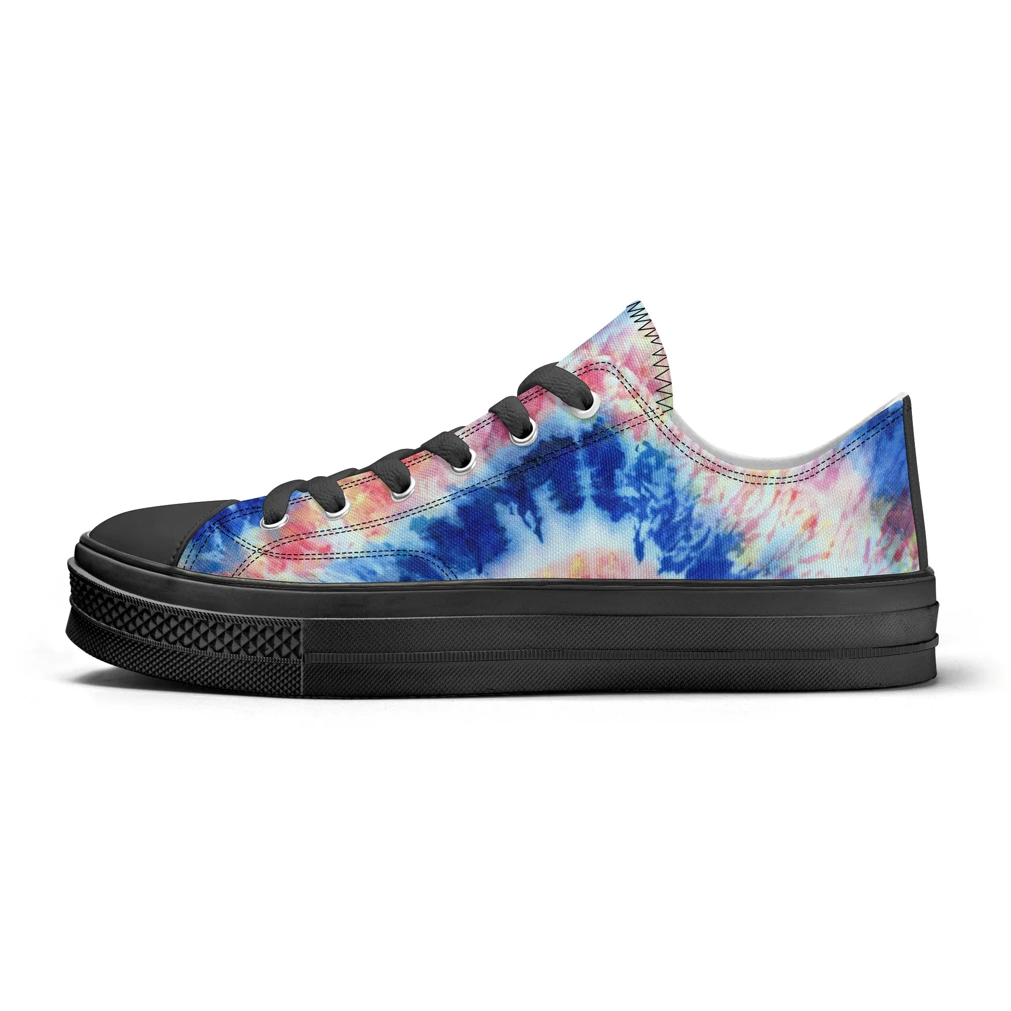 Blue and Red Tie Dye Pattern - Womens Classic Low Top Canvas Shoes for Footwear Lovers