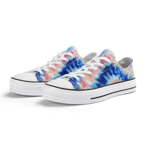 Blue and Red Tie Dye Pattern - Womens Classic Low Top Canvas Shoes for Footwear Lovers
