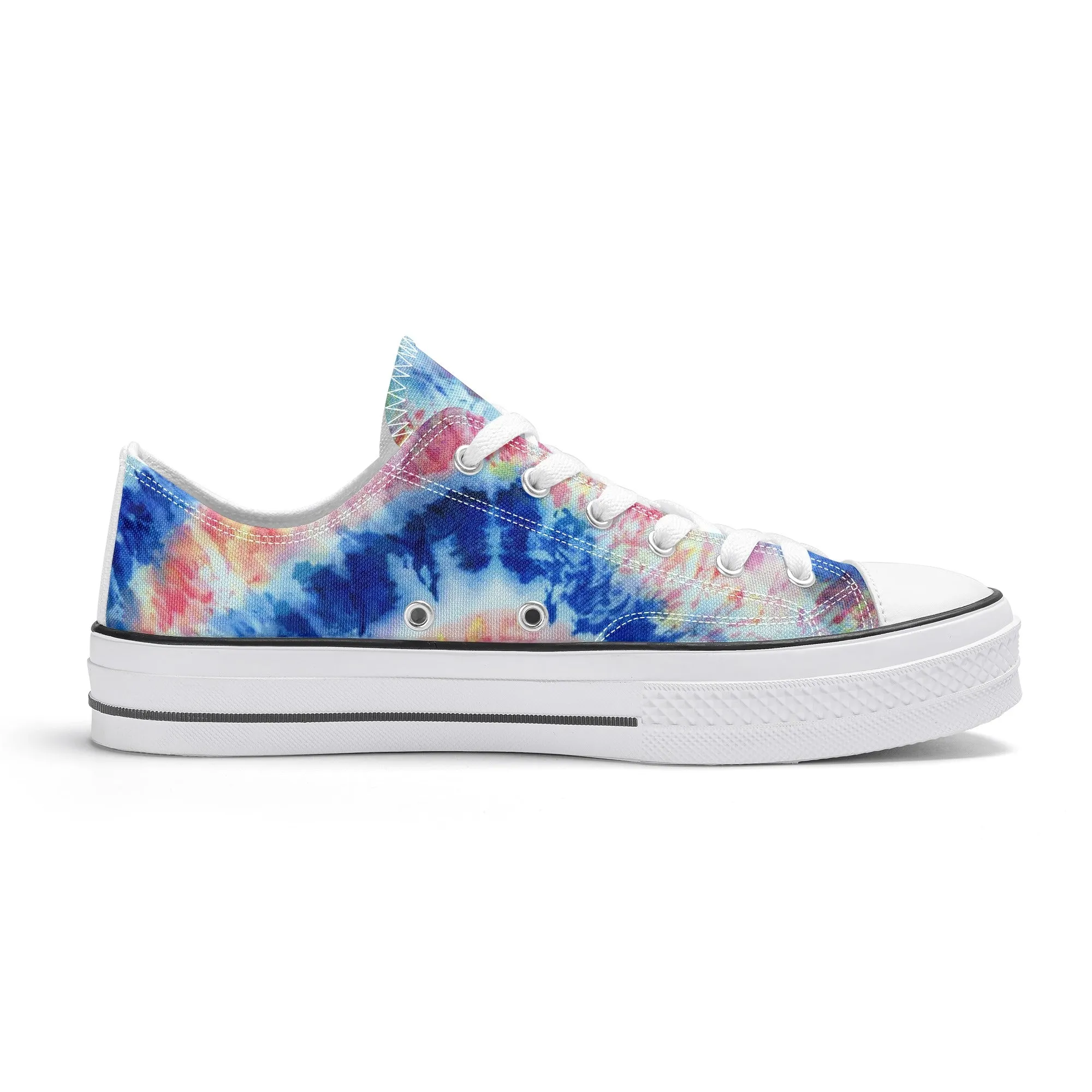 Blue and Red Tie Dye Pattern - Womens Classic Low Top Canvas Shoes for Footwear Lovers