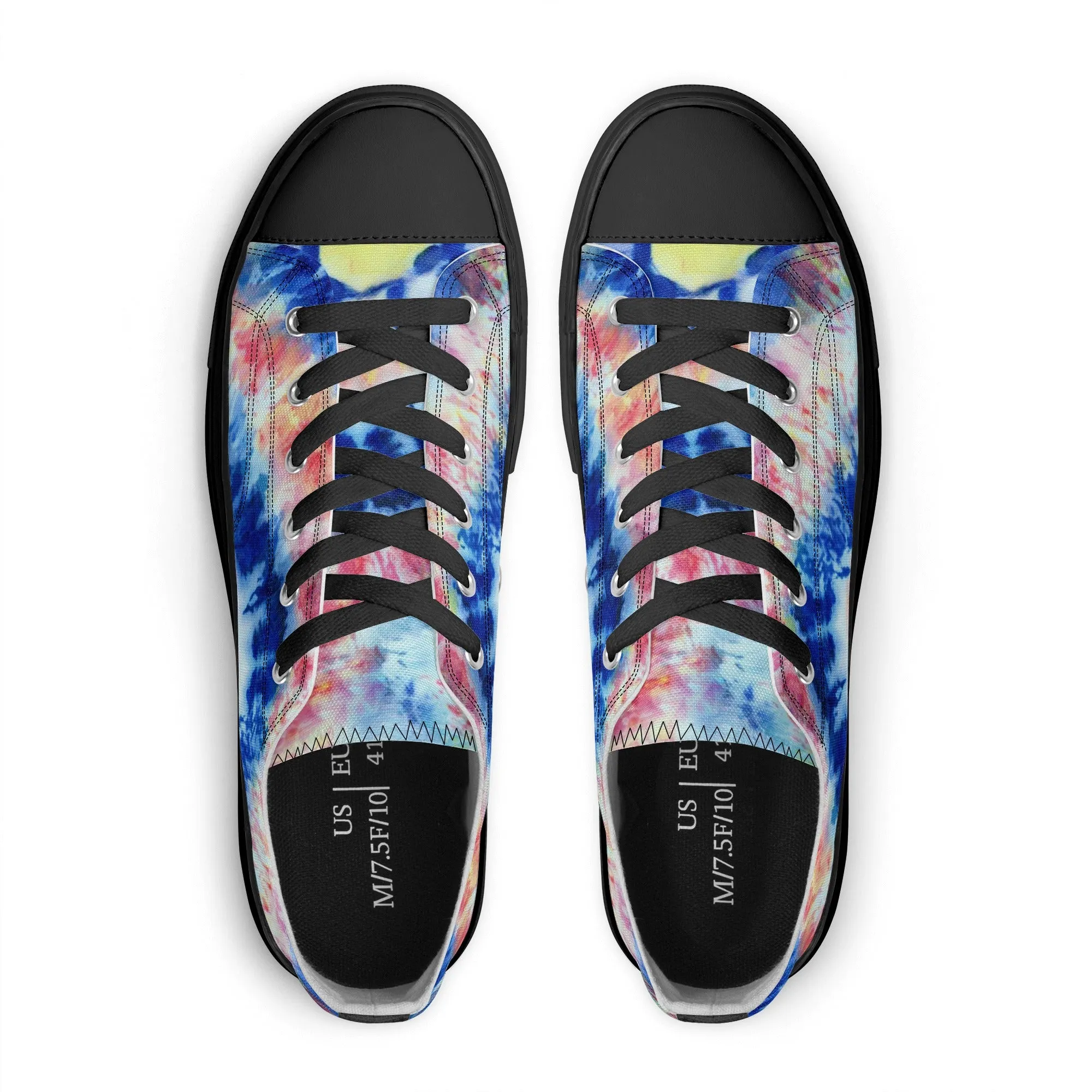 Blue and Red Tie Dye Pattern - Womens Classic Low Top Canvas Shoes for Footwear Lovers