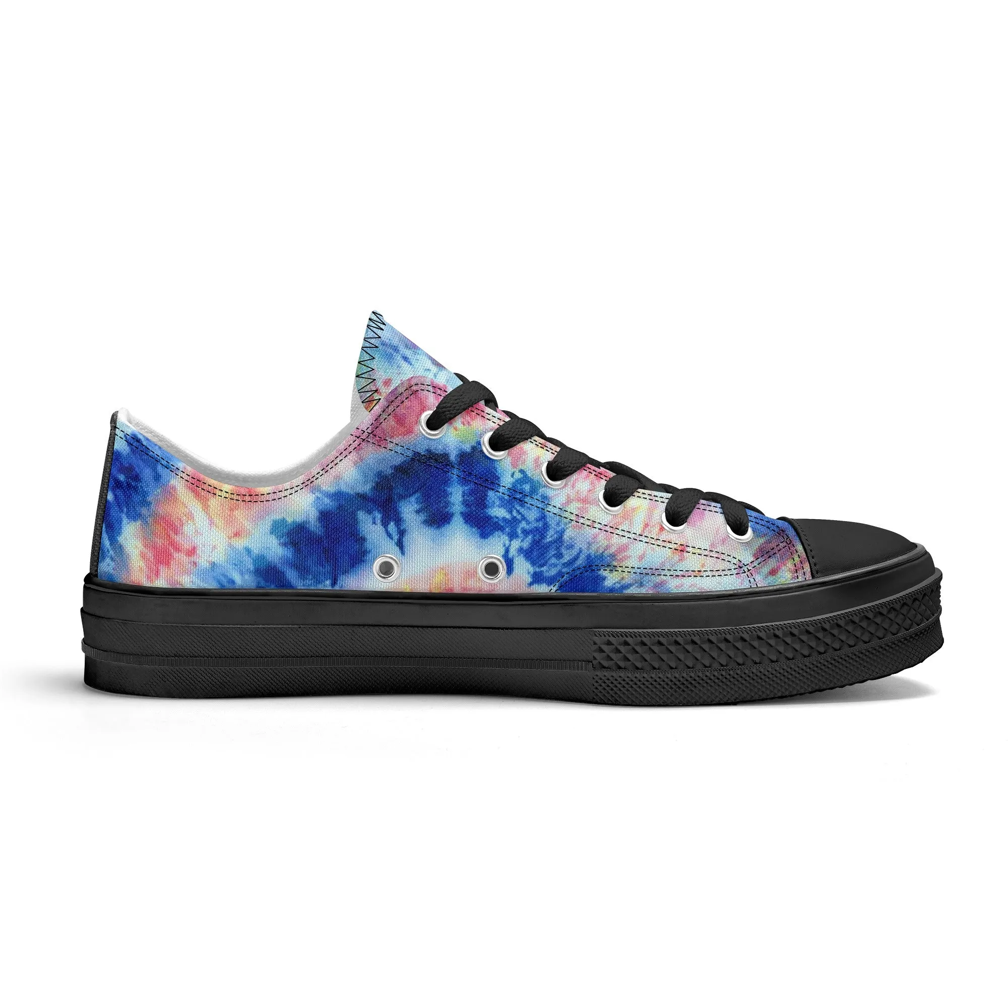 Blue and Red Tie Dye Pattern - Womens Classic Low Top Canvas Shoes for Footwear Lovers
