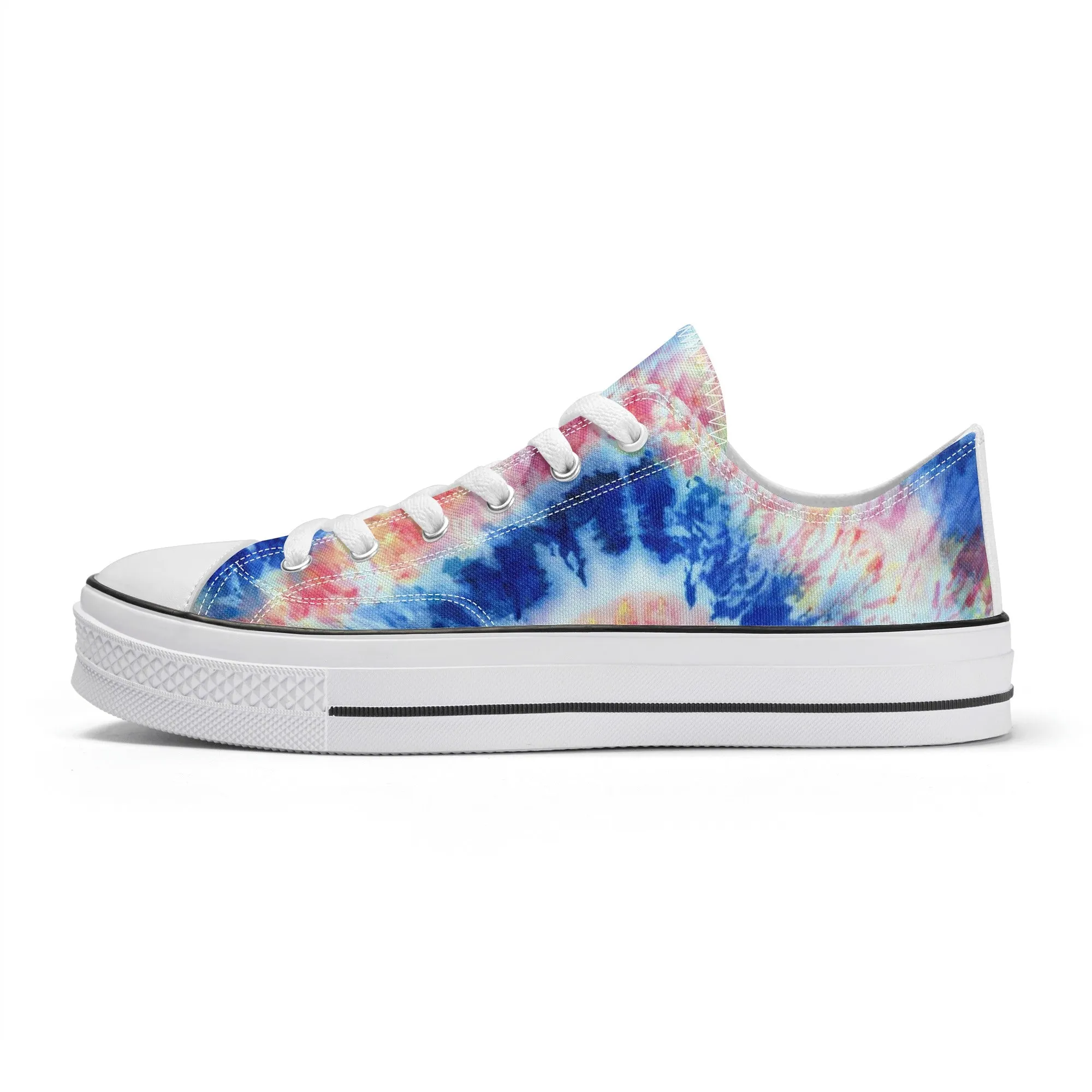 Blue and Red Tie Dye Pattern - Womens Classic Low Top Canvas Shoes for Footwear Lovers