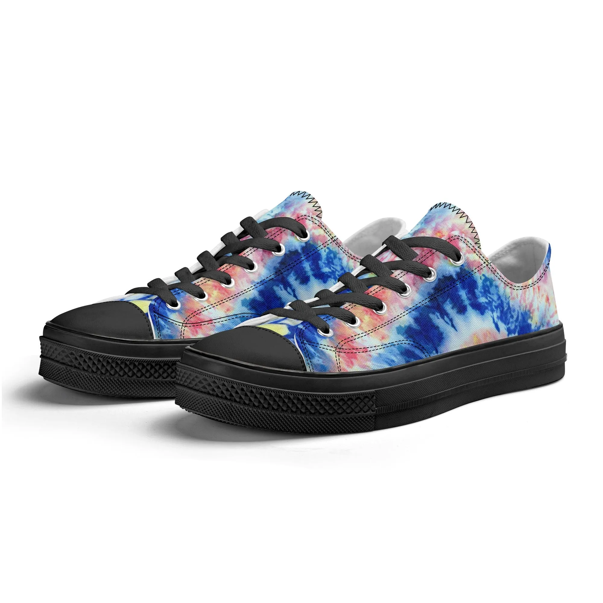 Blue and Red Tie Dye Pattern - Womens Classic Low Top Canvas Shoes for Footwear Lovers