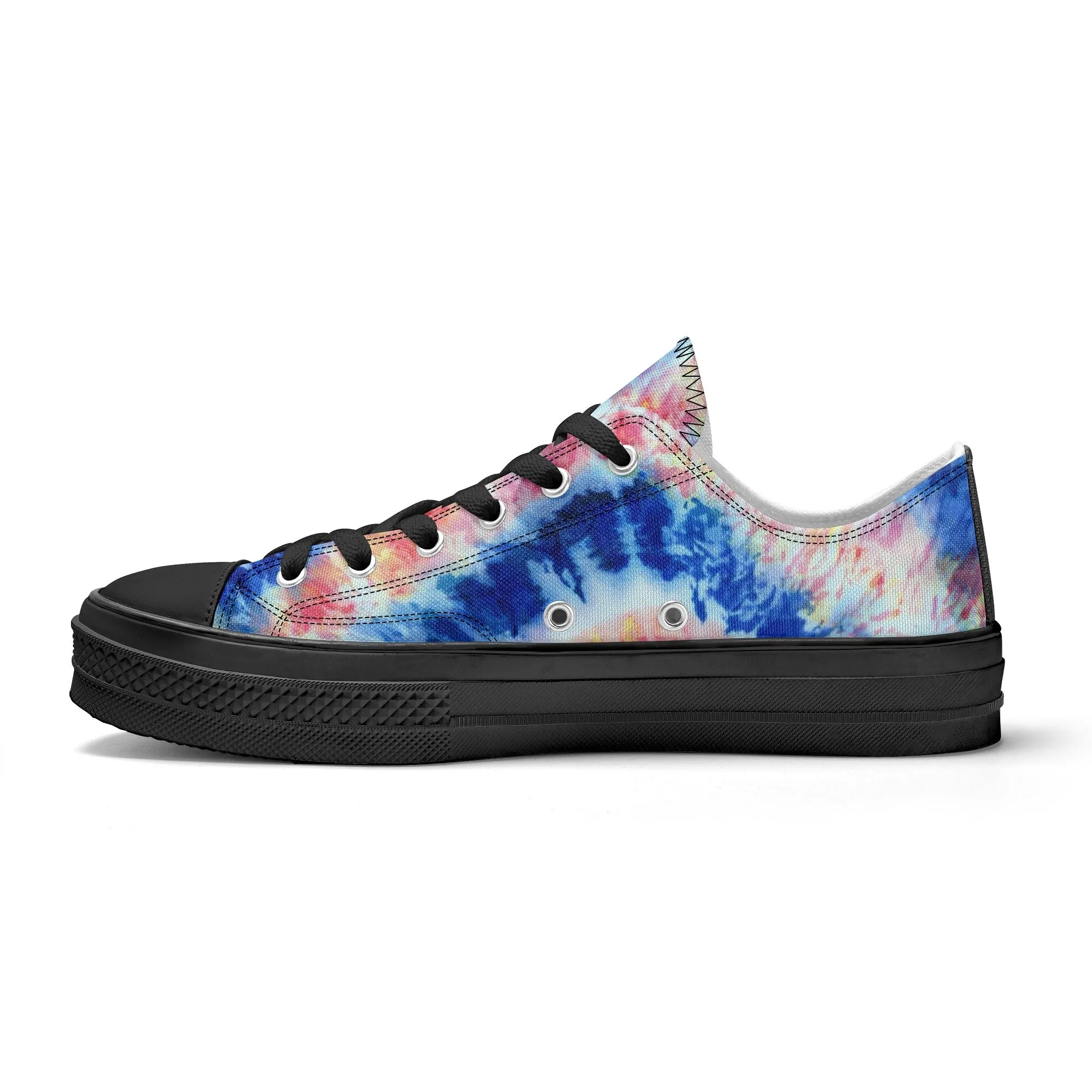 Blue and Red Tie Dye Pattern - Womens Classic Low Top Canvas Shoes for Footwear Lovers
