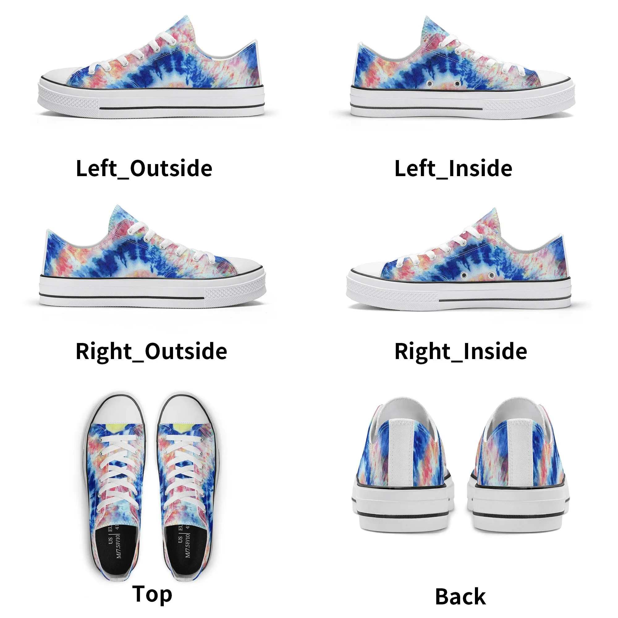 Blue and Red Tie Dye Pattern - Womens Classic Low Top Canvas Shoes for Footwear Lovers