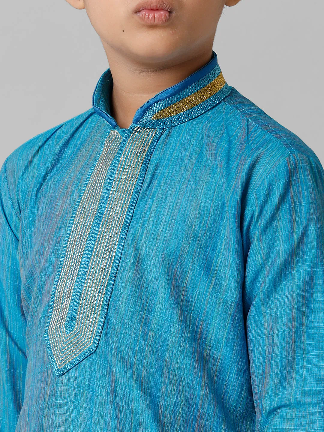 Boys Cotton Kurta with Readymade Panchakacham Blue EMD2