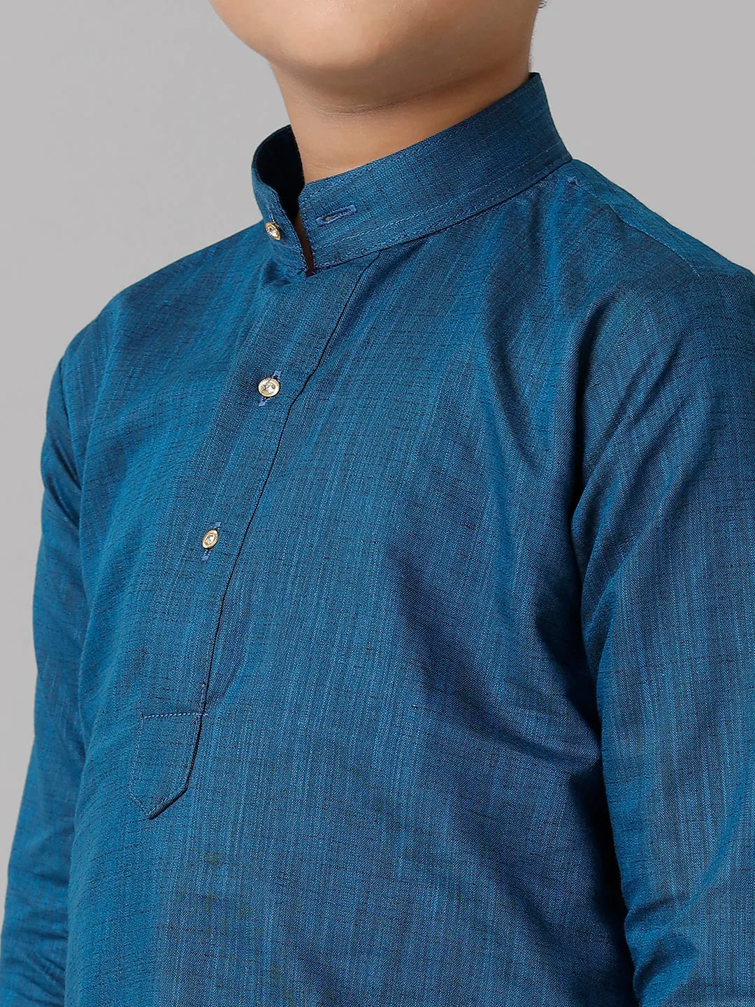 Boys Cotton Navy Kurta with Cream Elastic Panchakacham Combo FS8