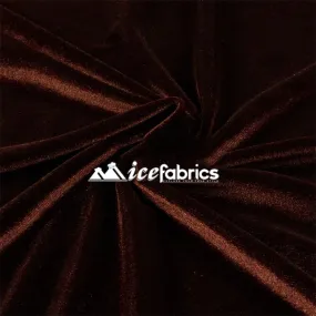 Brown Poly Spandex 4 Way Stretch Velvet Fabric/ super Soft