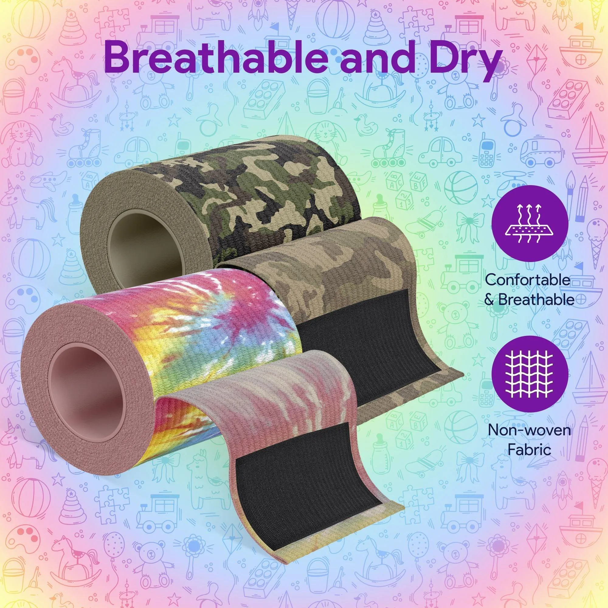 Camo & Tie Dye Compression Bandage Wrap For Wounds - 2 Pack