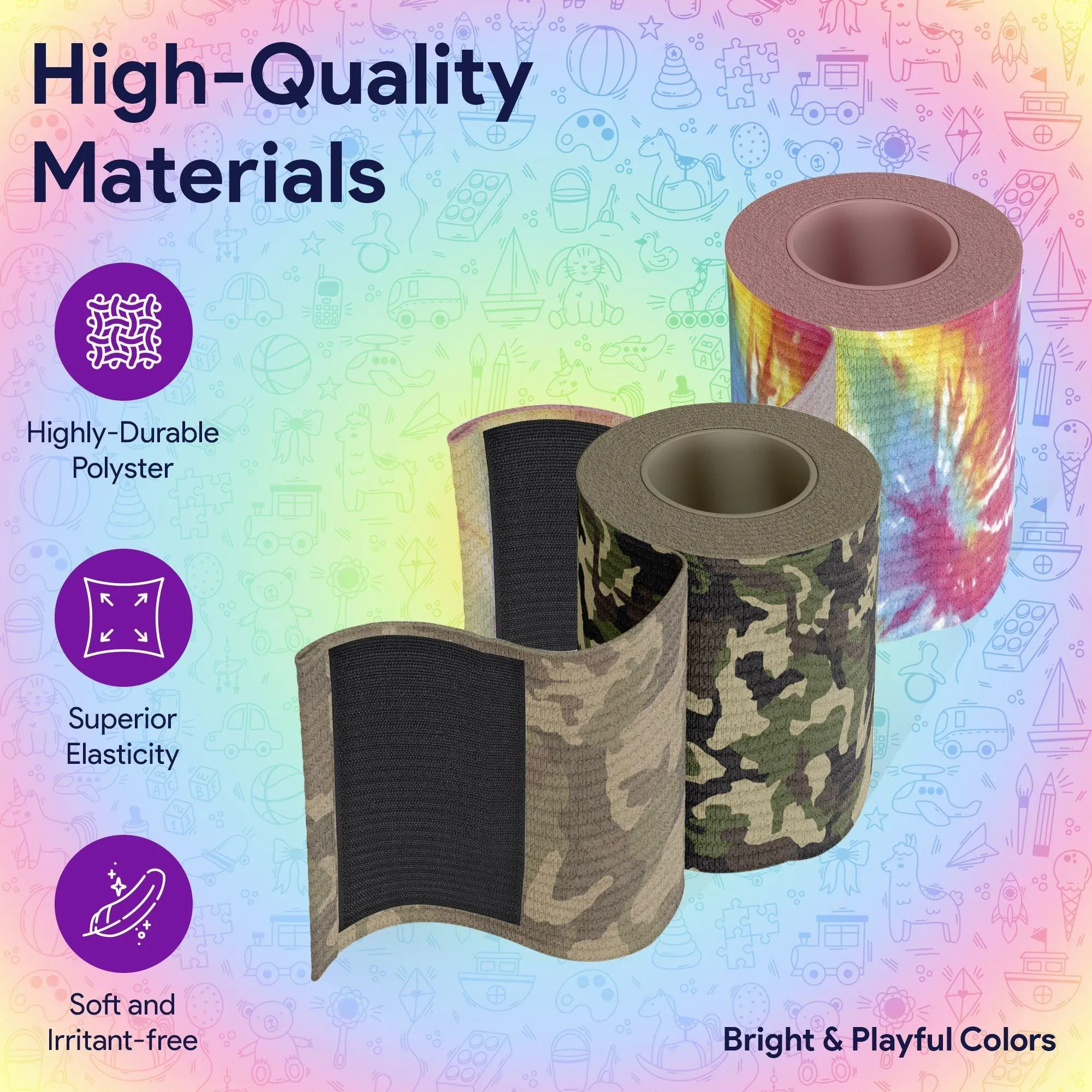 Camo & Tie Dye Compression Bandage Wrap For Wounds - 2 Pack