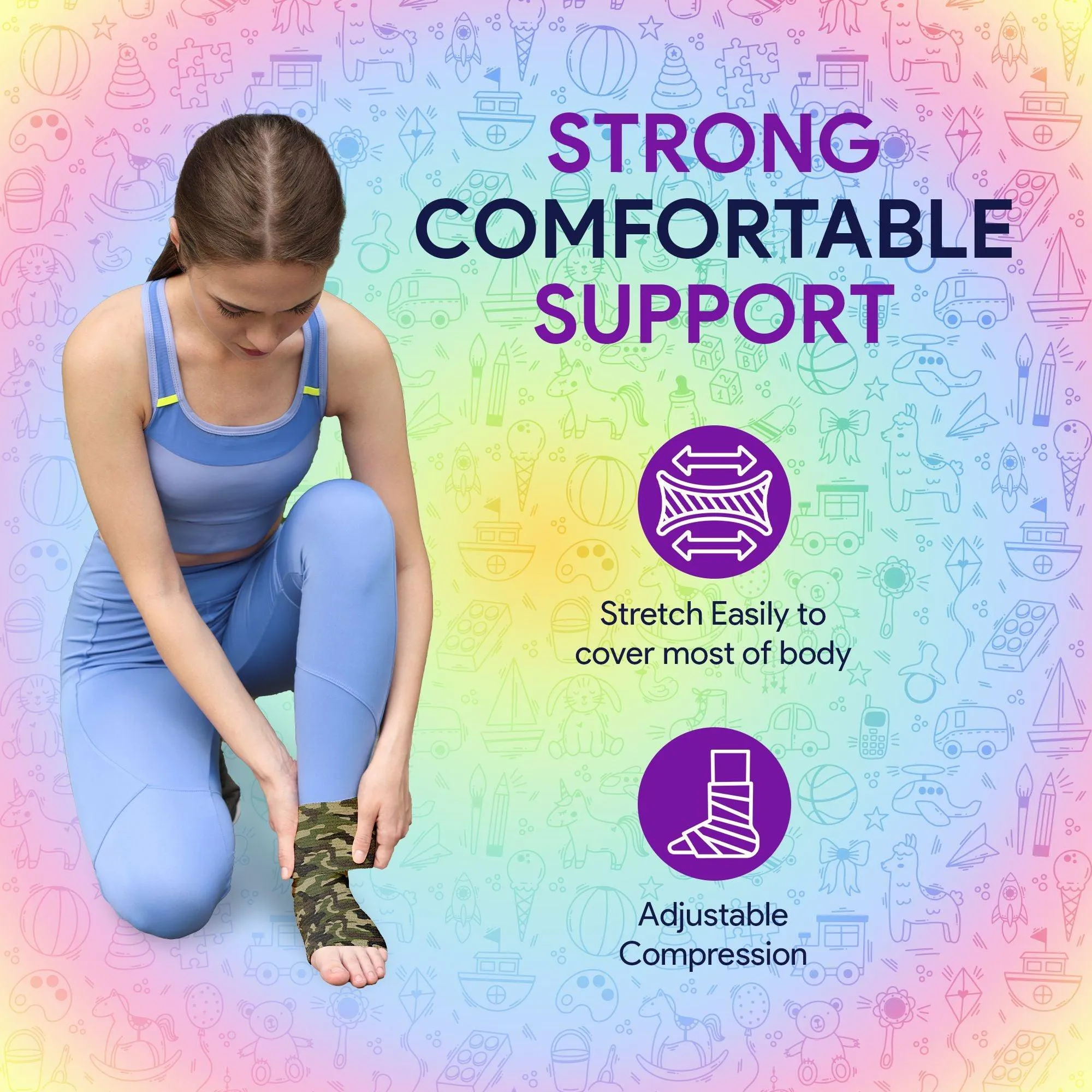 Camo & Tie Dye Compression Bandage Wrap For Wounds - 2 Pack