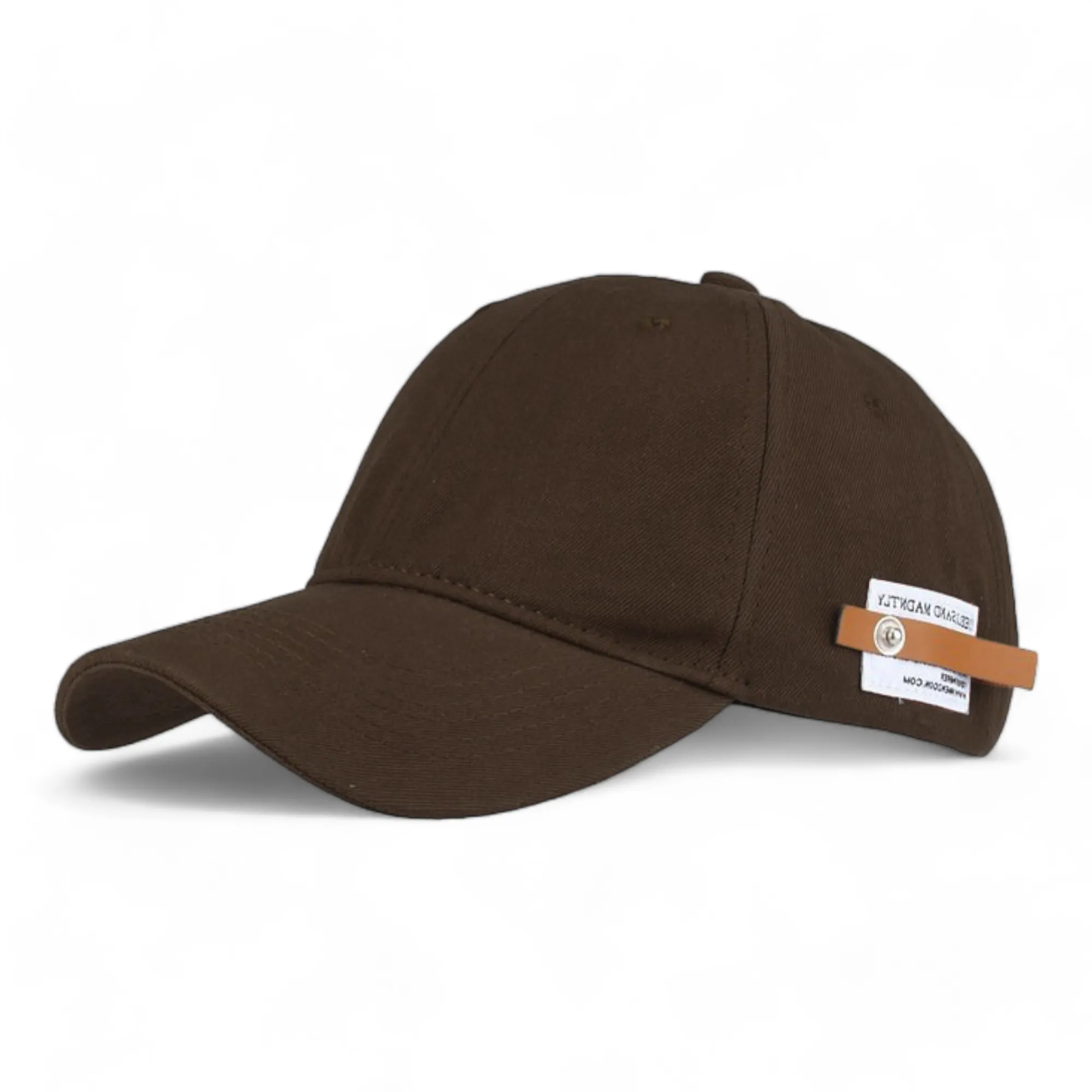 Chokore Curved Brim Leather Label Baseball Cap (Light Brown)