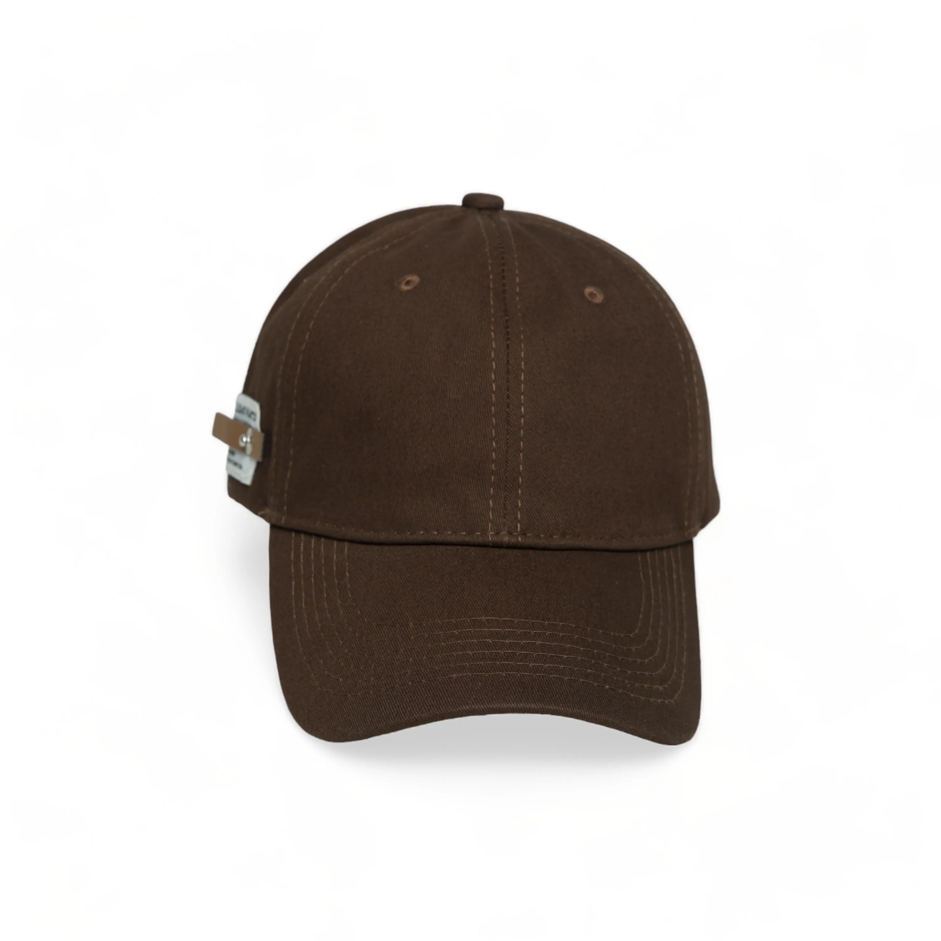 Chokore Curved Brim Leather Label Baseball Cap (Light Brown)