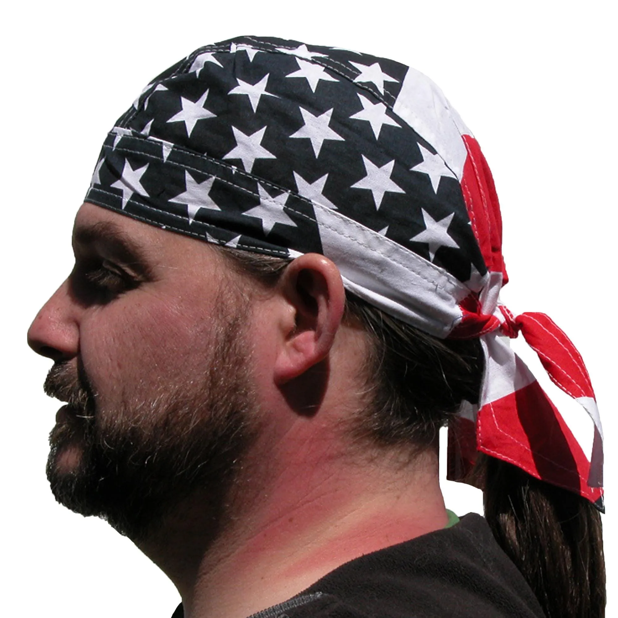 CTM® Men's Cotton American Flag Do Rag Cap
