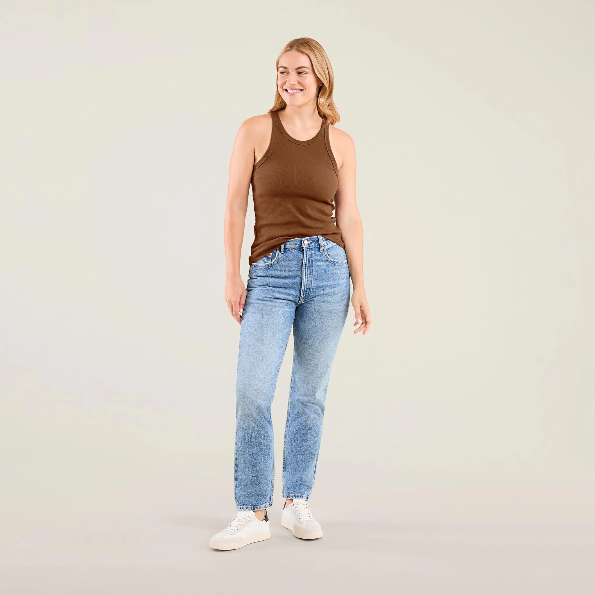 Essential Rib Tank Top | Chocolate
