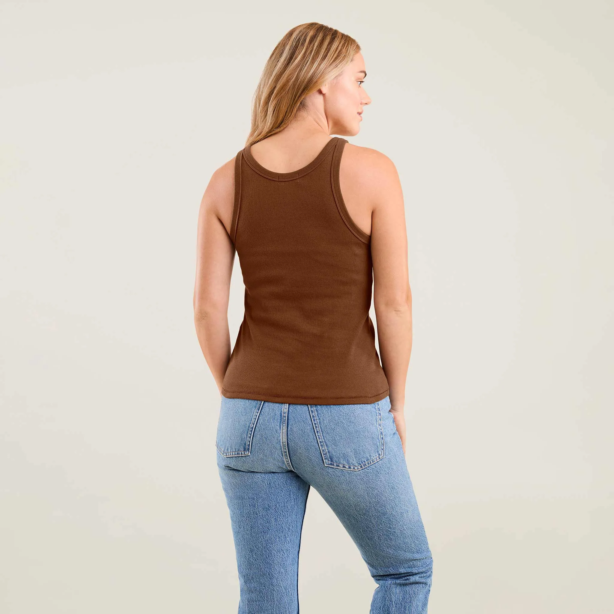 Essential Rib Tank Top | Chocolate