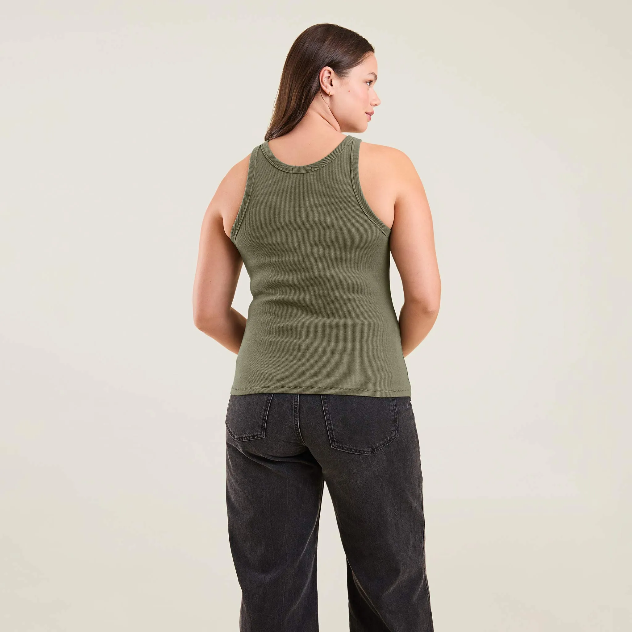 Essential Rib Tank Top | Olive