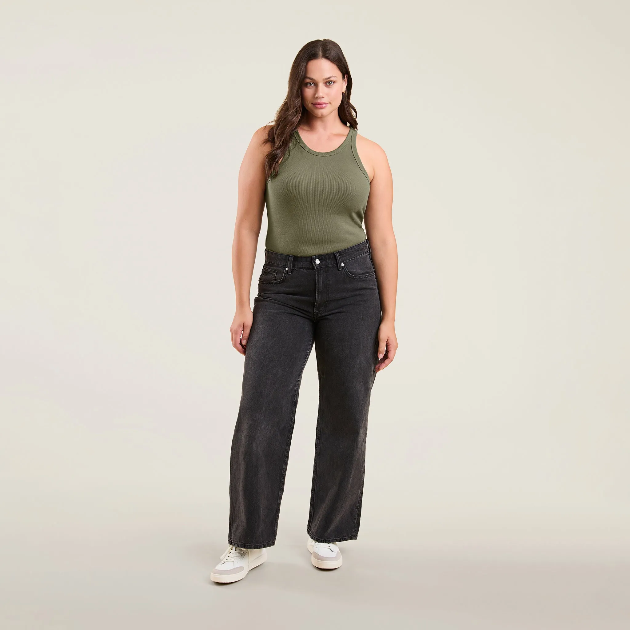 Essential Rib Tank Top | Olive