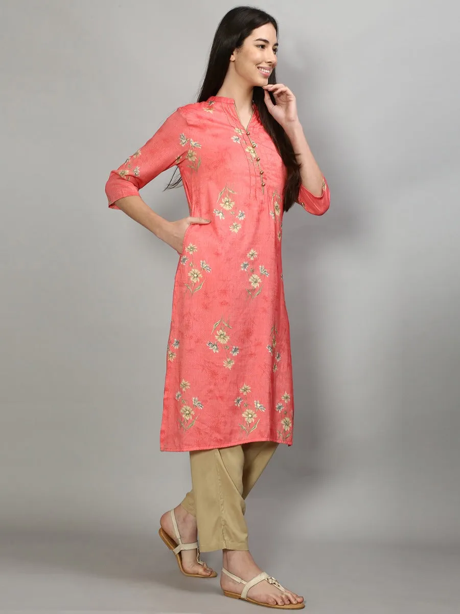 Glorious Pink Floral Printed Kurta