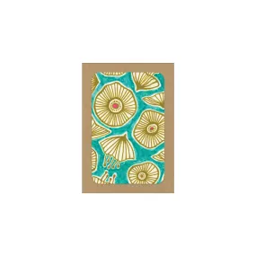 Gold Poppies on Aqua Note Card Set