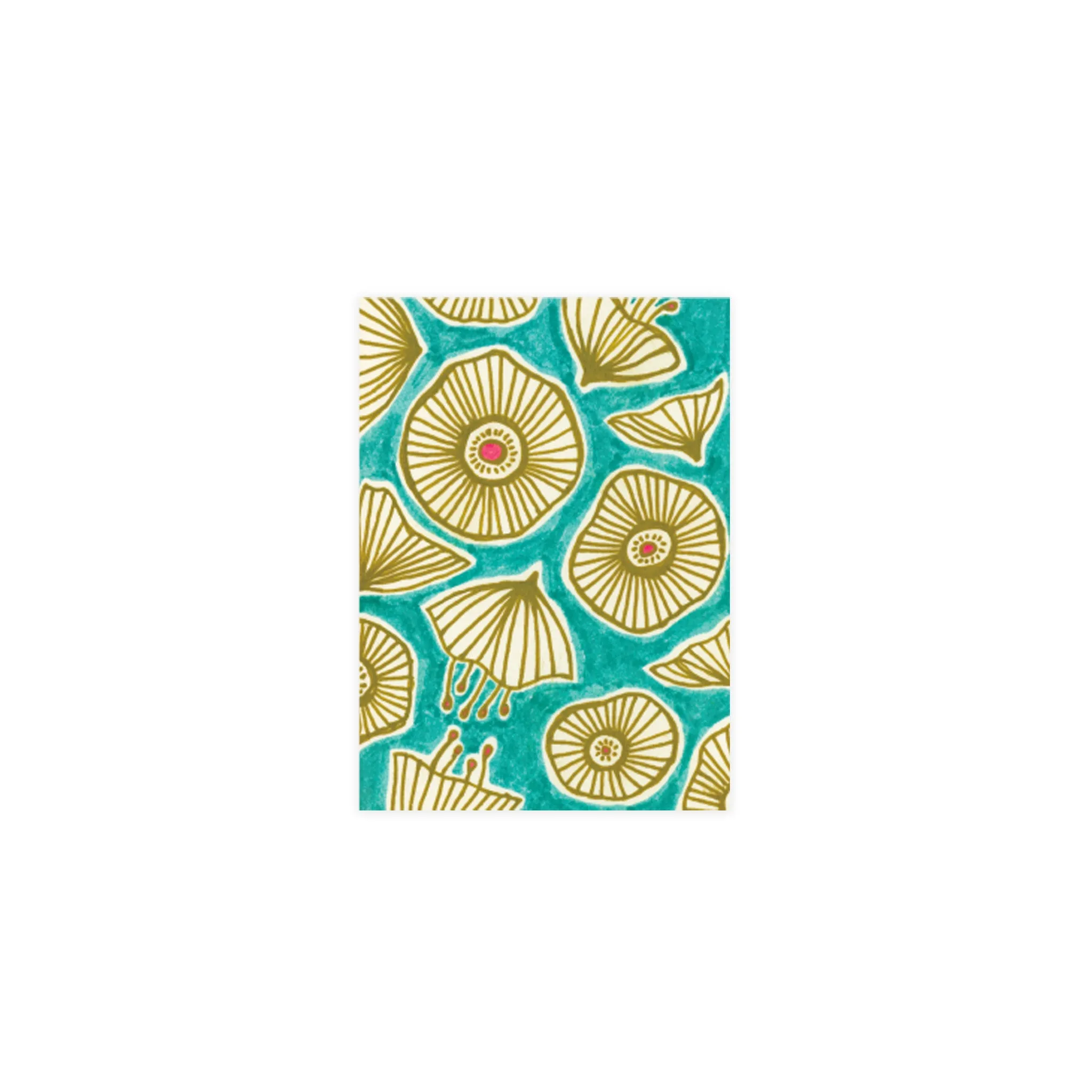Gold Poppies on Aqua Note Card Set