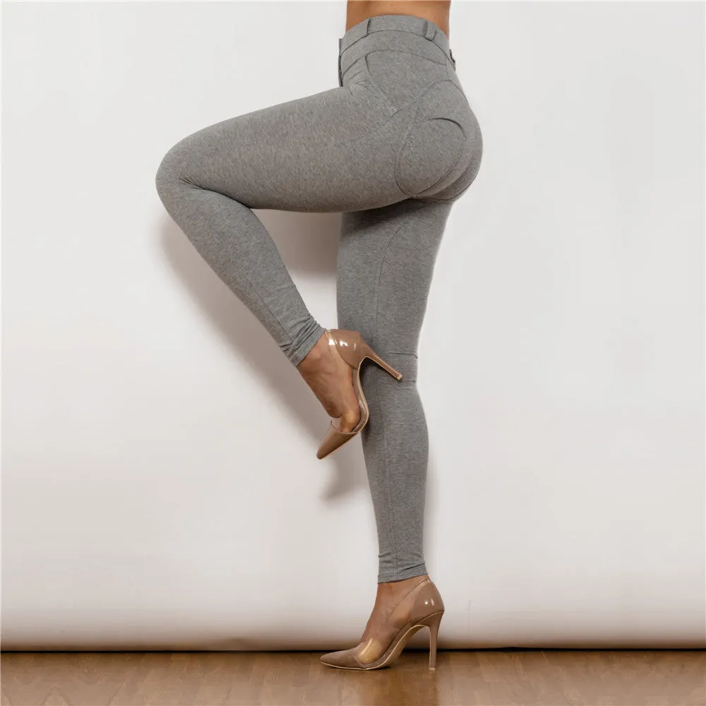 Gray Women's Sports Leggings Active Pregnant Mid Waist Push Up Fitness Booty Scrunch Legging