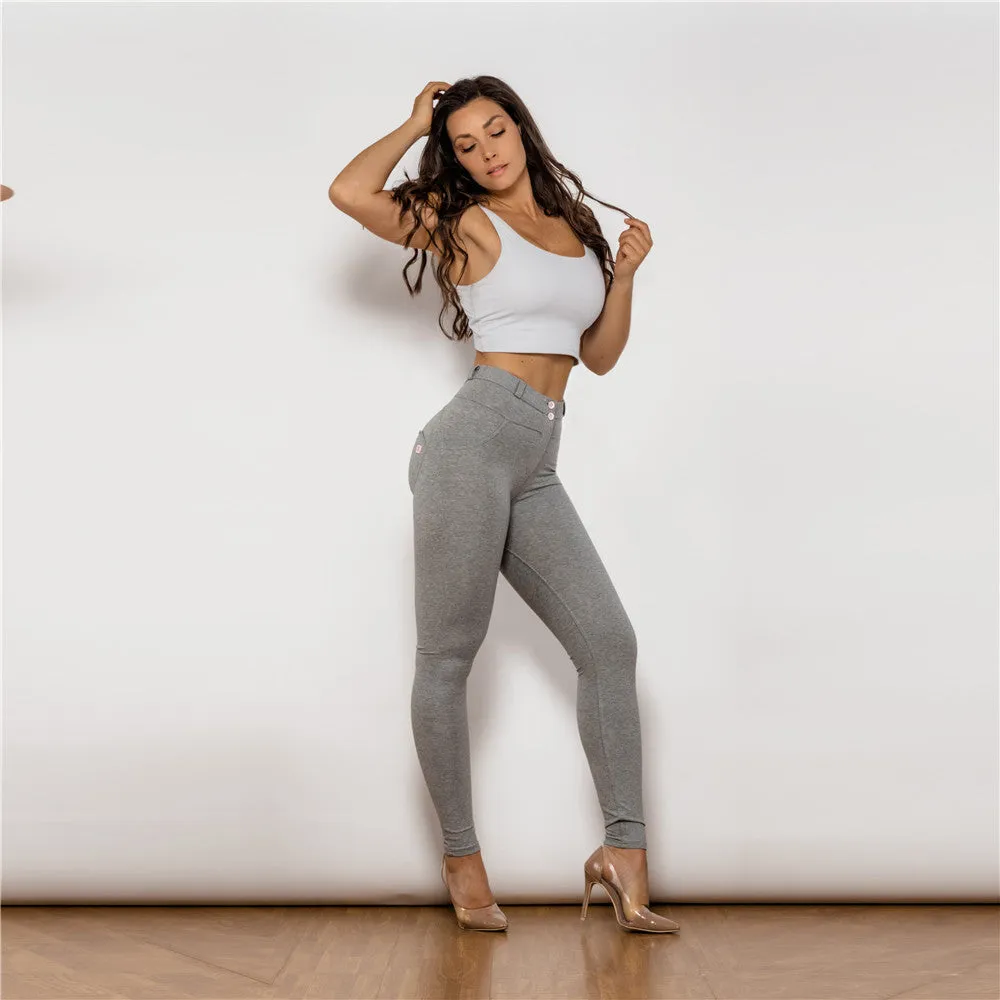Gray Women's Sports Leggings Active Pregnant Mid Waist Push Up Fitness Booty Scrunch Legging