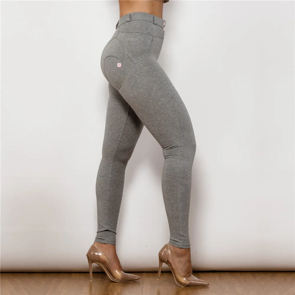 Gray Women's Sports Leggings Active Pregnant Mid Waist Push Up Fitness Booty Scrunch Legging