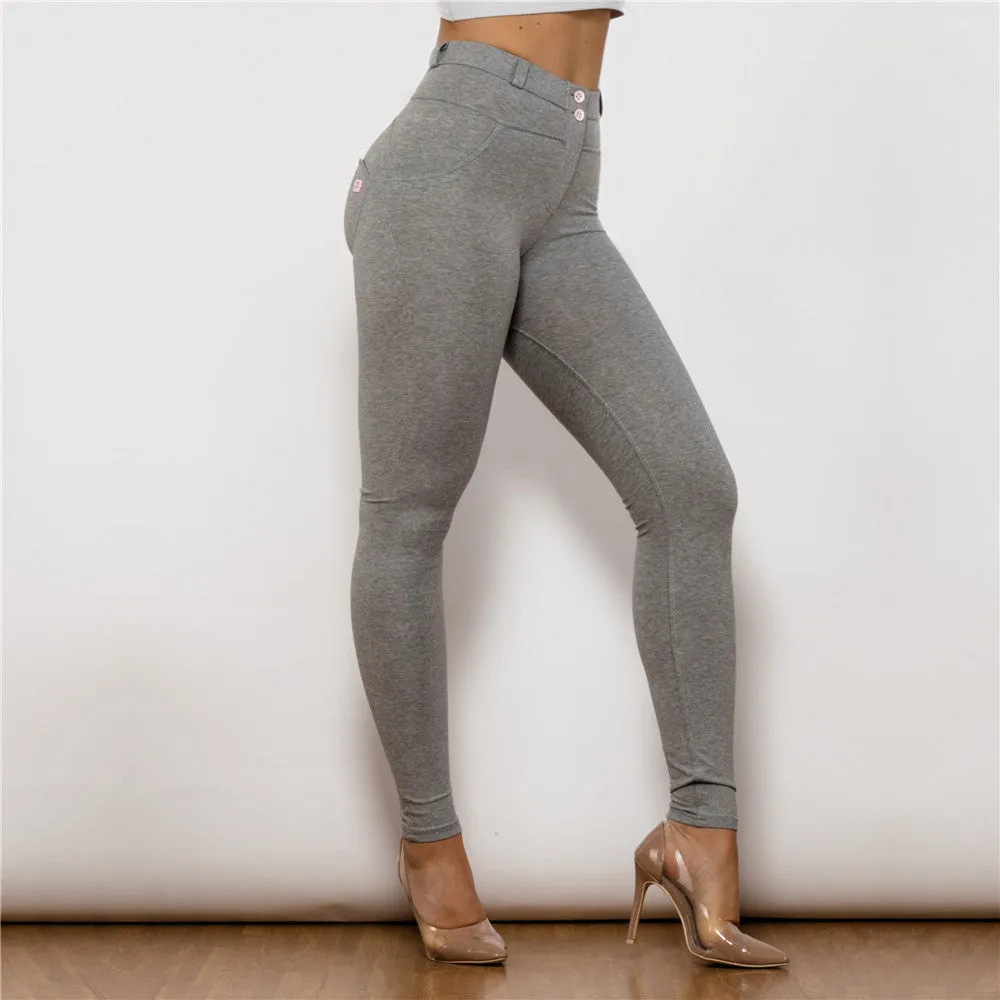 Gray Women's Sports Leggings Active Pregnant Mid Waist Push Up Fitness Booty Scrunch Legging