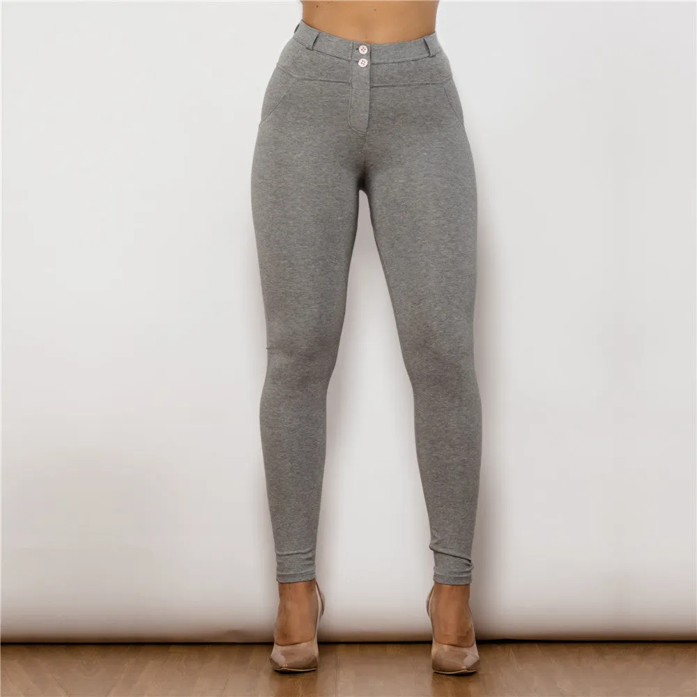 Gray Women's Sports Leggings Active Pregnant Mid Waist Push Up Fitness Booty Scrunch Legging