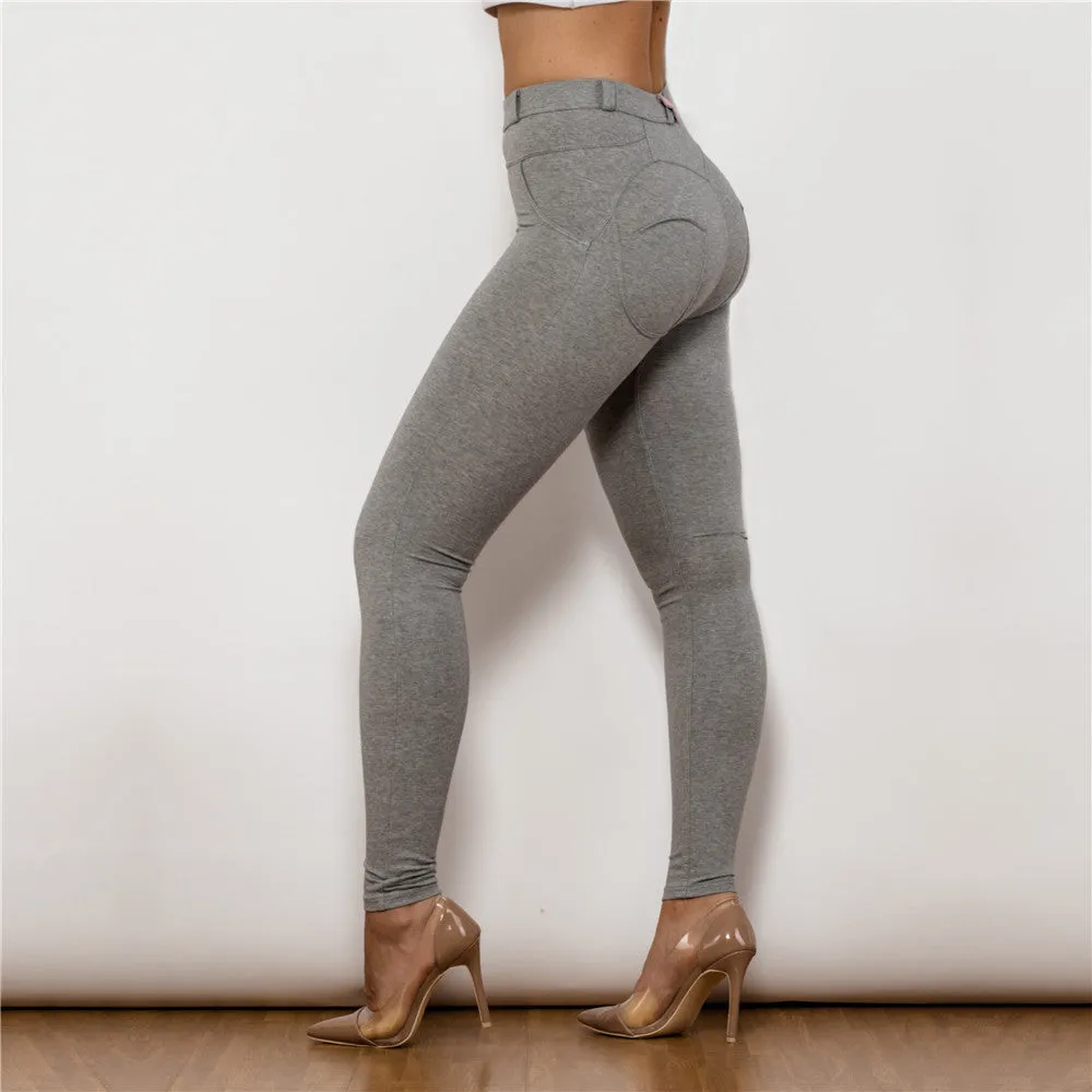 Gray Women's Sports Leggings Active Pregnant Mid Waist Push Up Fitness Booty Scrunch Legging