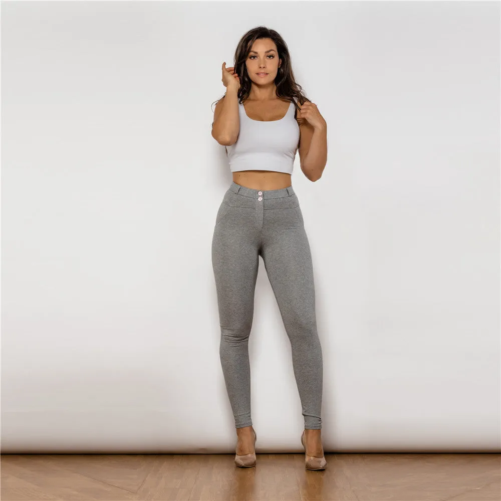 Gray Women's Sports Leggings Active Pregnant Mid Waist Push Up Fitness Booty Scrunch Legging