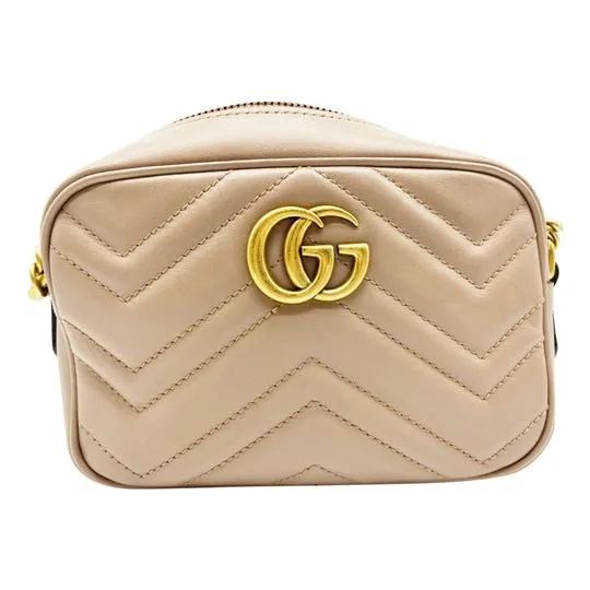 Gucci Camera Marmont Gg Mini Matelasse Nude Beige Leather Shoulder Bag