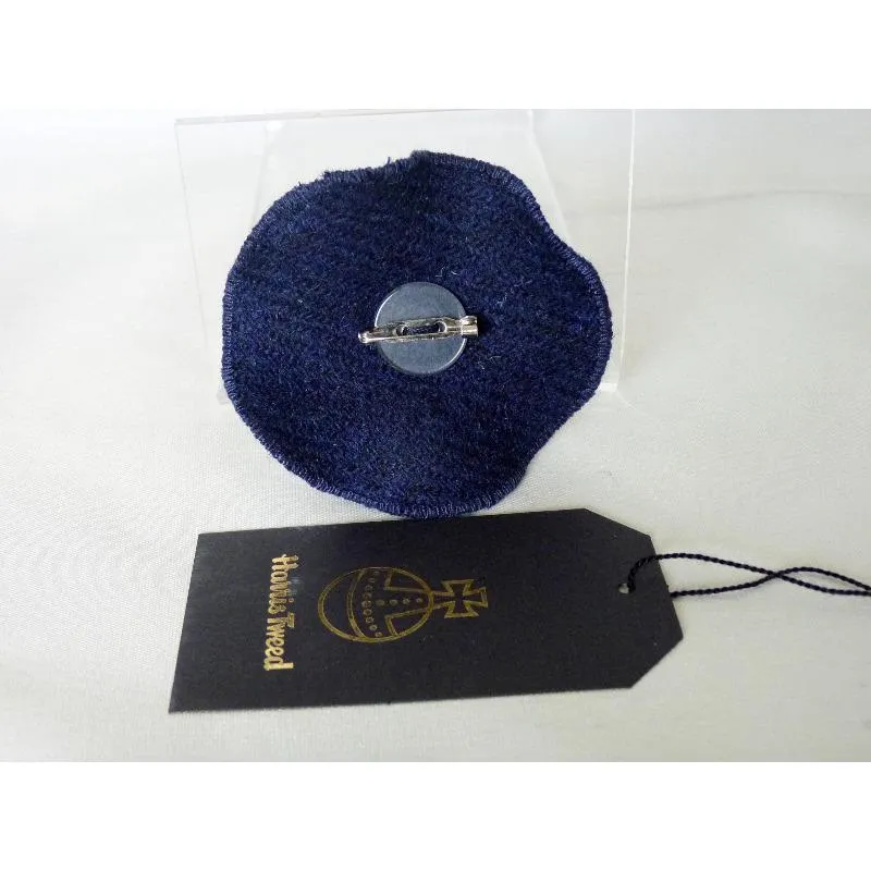 Harris Tweed Folded Layered Brooch - Navy & Check