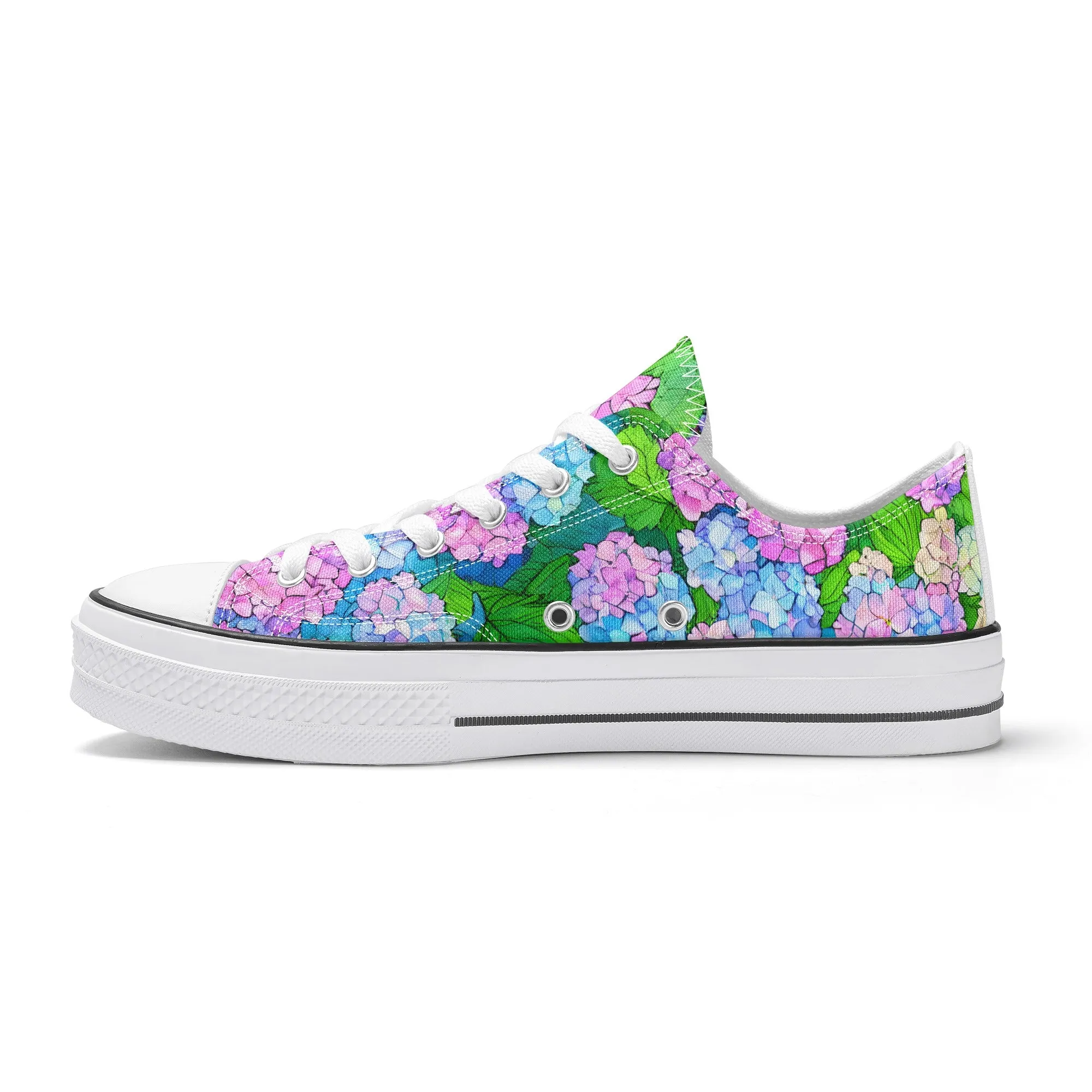 Hydrangea Womens Low Top Shoes, Garden Classic Canvas Converse Sneakers.