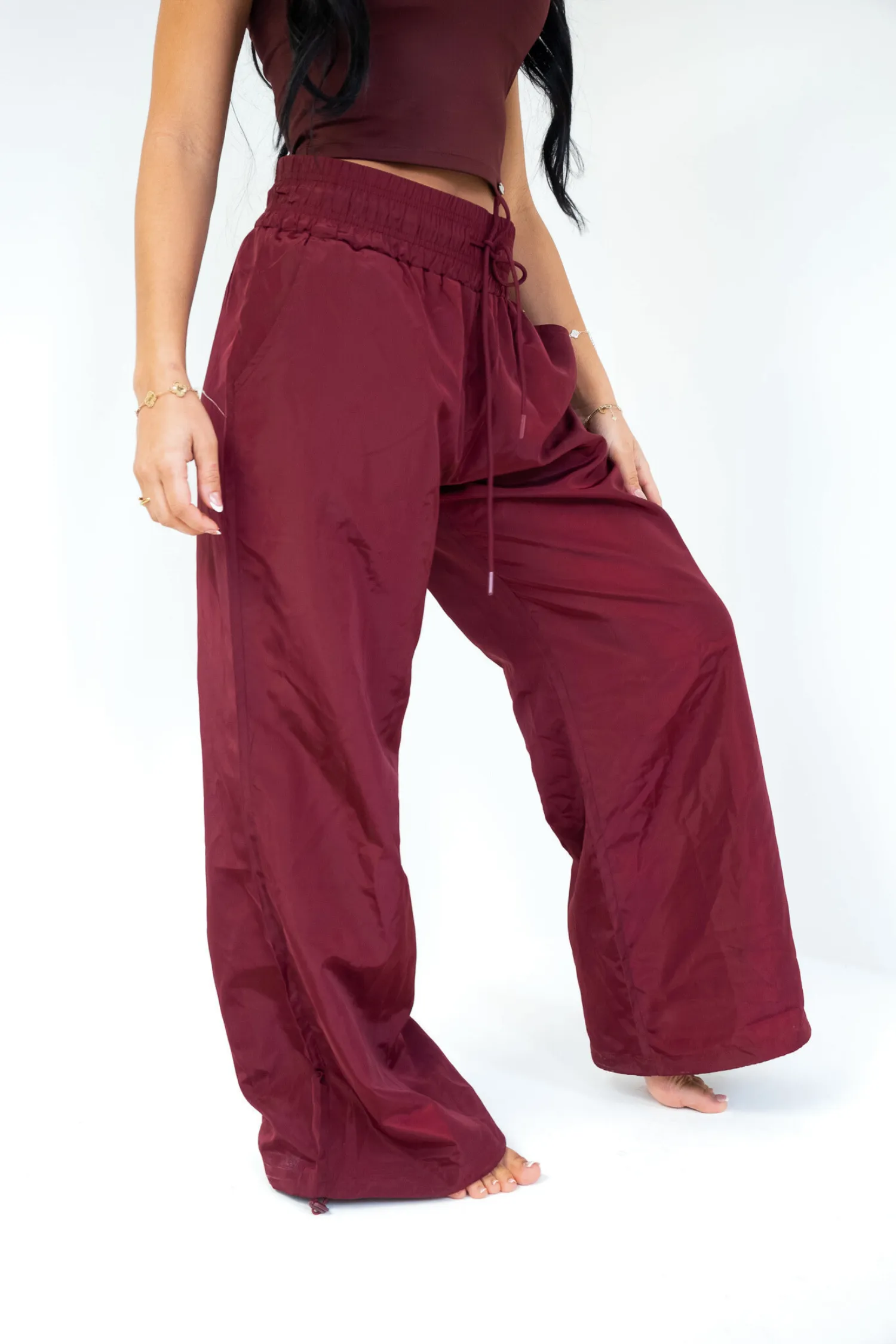 Lightweight Parachute Pants Maroon
