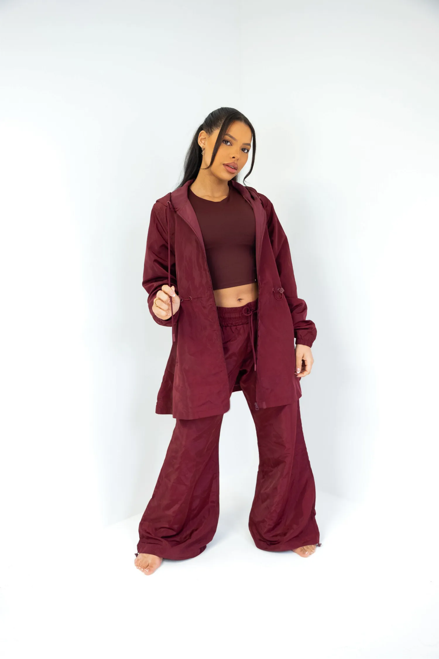 Lightweight Parachute Pants Maroon