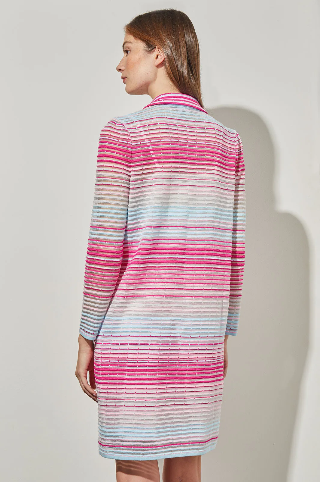 Longline Jacket - Sheer Striped Soft Knit