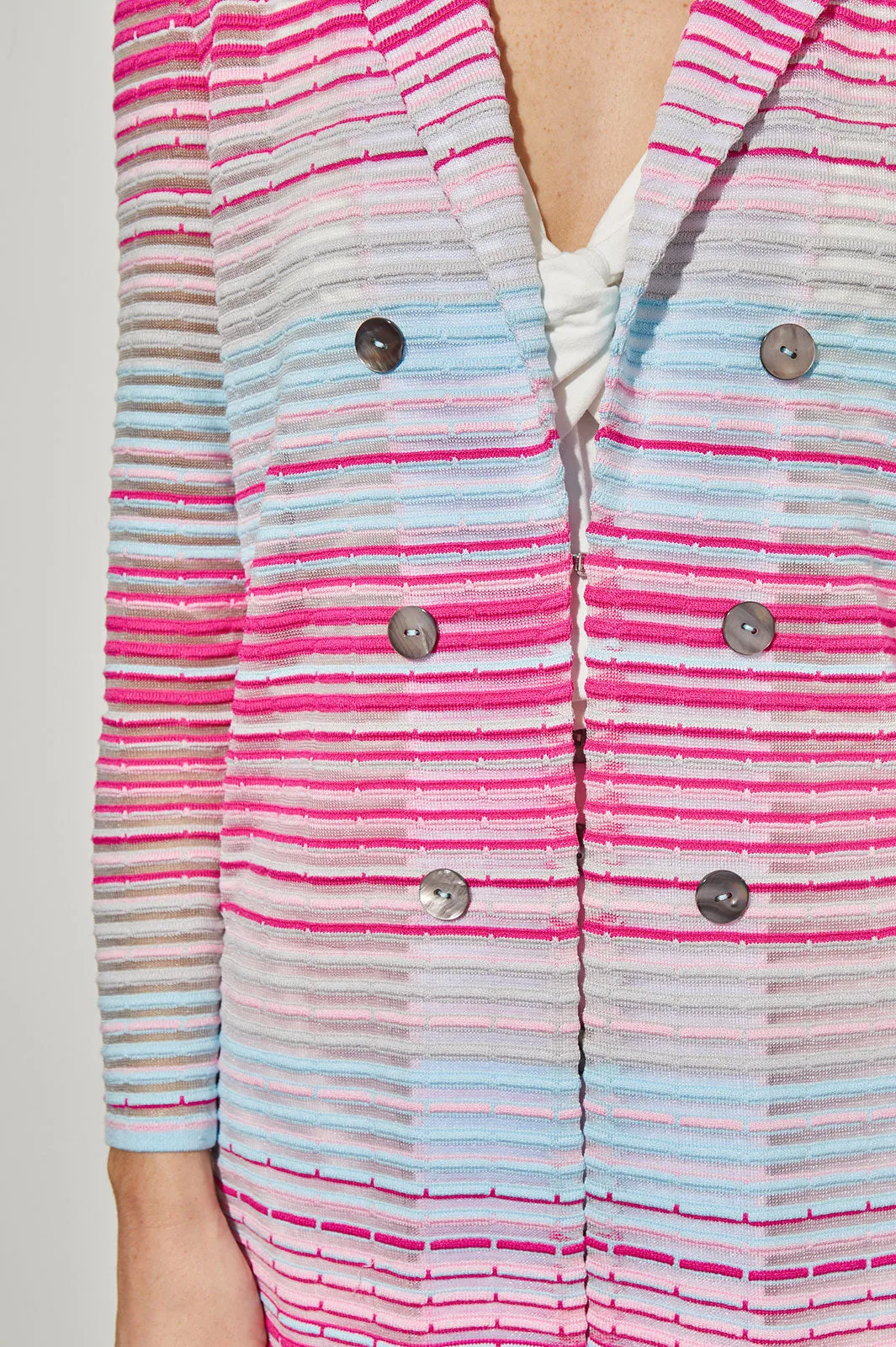 Longline Jacket - Sheer Striped Soft Knit