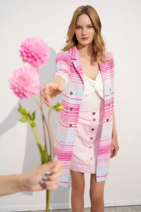 Longline Jacket - Sheer Striped Soft Knit