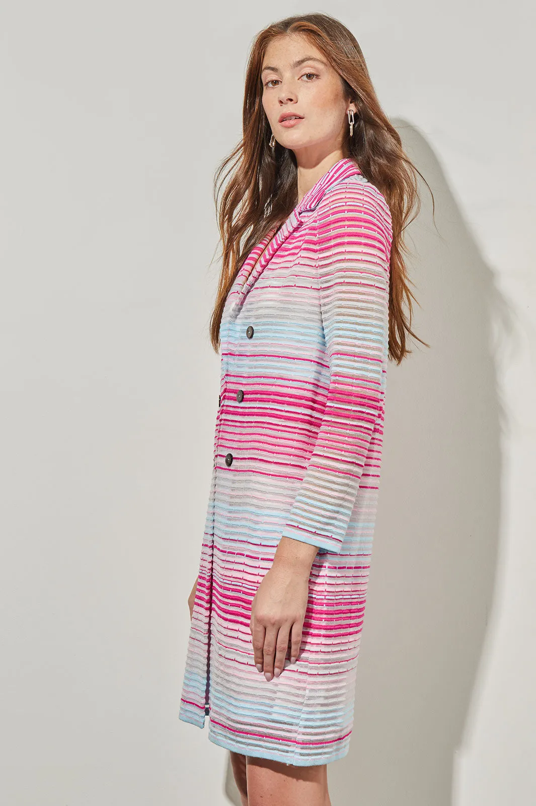 Longline Jacket - Sheer Striped Soft Knit