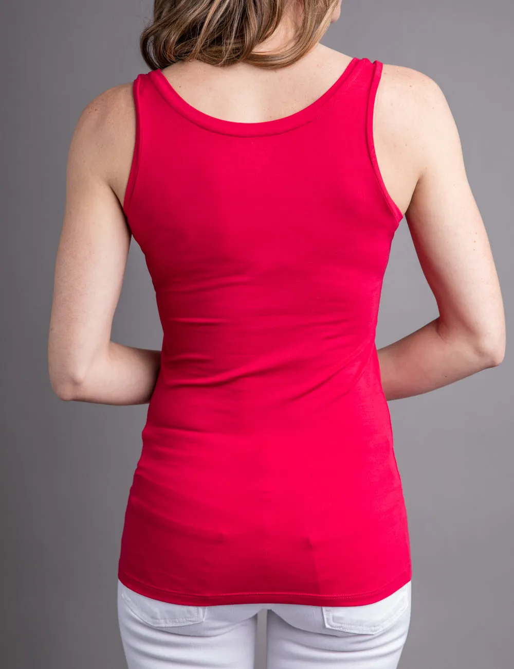 Majestic Flat Edge Scoop Viscose Tank in Cerise